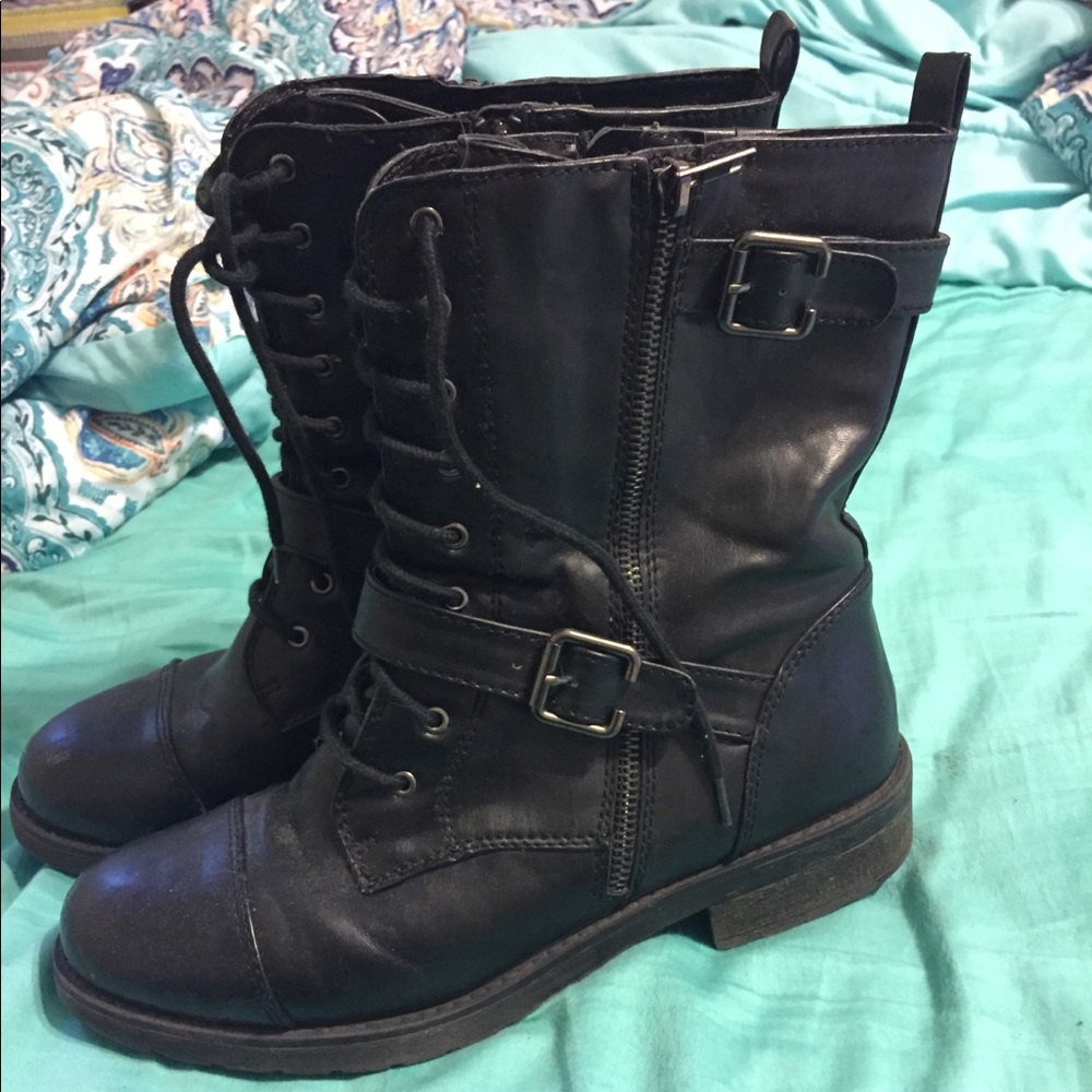 Black boots with straps (women’s 9.5)